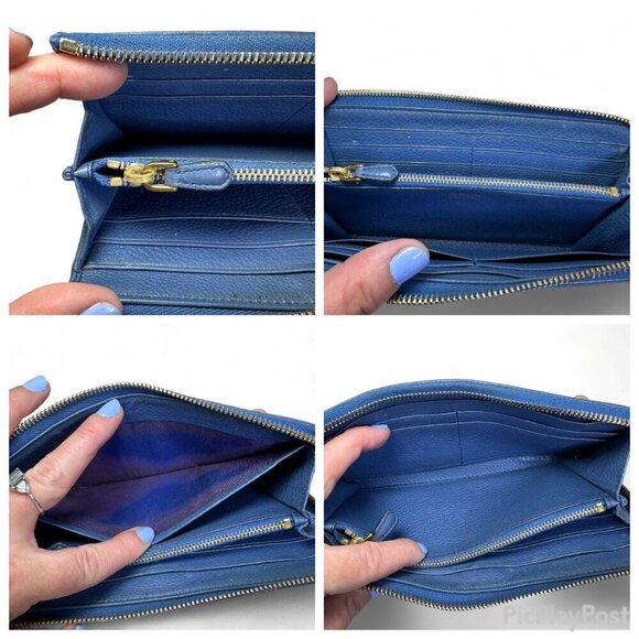 PRADA Saffiano Leather Long L Zipper Wallet, Blue - Picture 14 of 16
